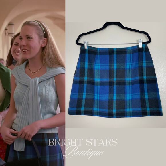 Rare Blue Plaid Mini Skirt ASO Harmony Kendall Buffy The Vampire Slayer Vintage - Picture 2 of 7